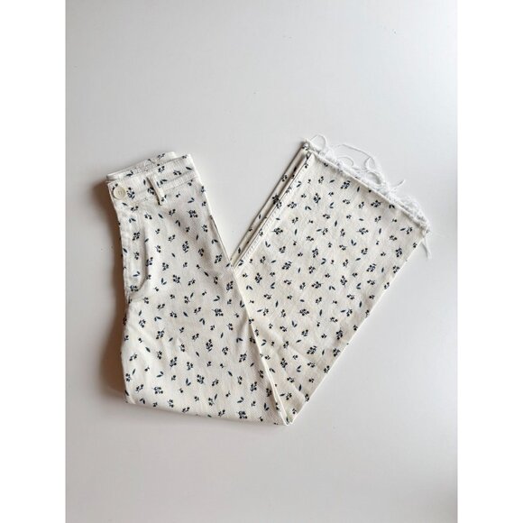 NWOT ZARA Marine Floral Stretch Denim High Waisted Wide Leg Jeans, Size 0/22 - Picture 2 of 12